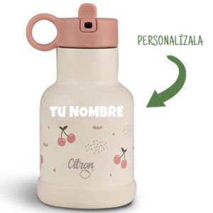 Botella Térmica Infantil de 250ml Citron Personalizadas con Nombre Cerezas